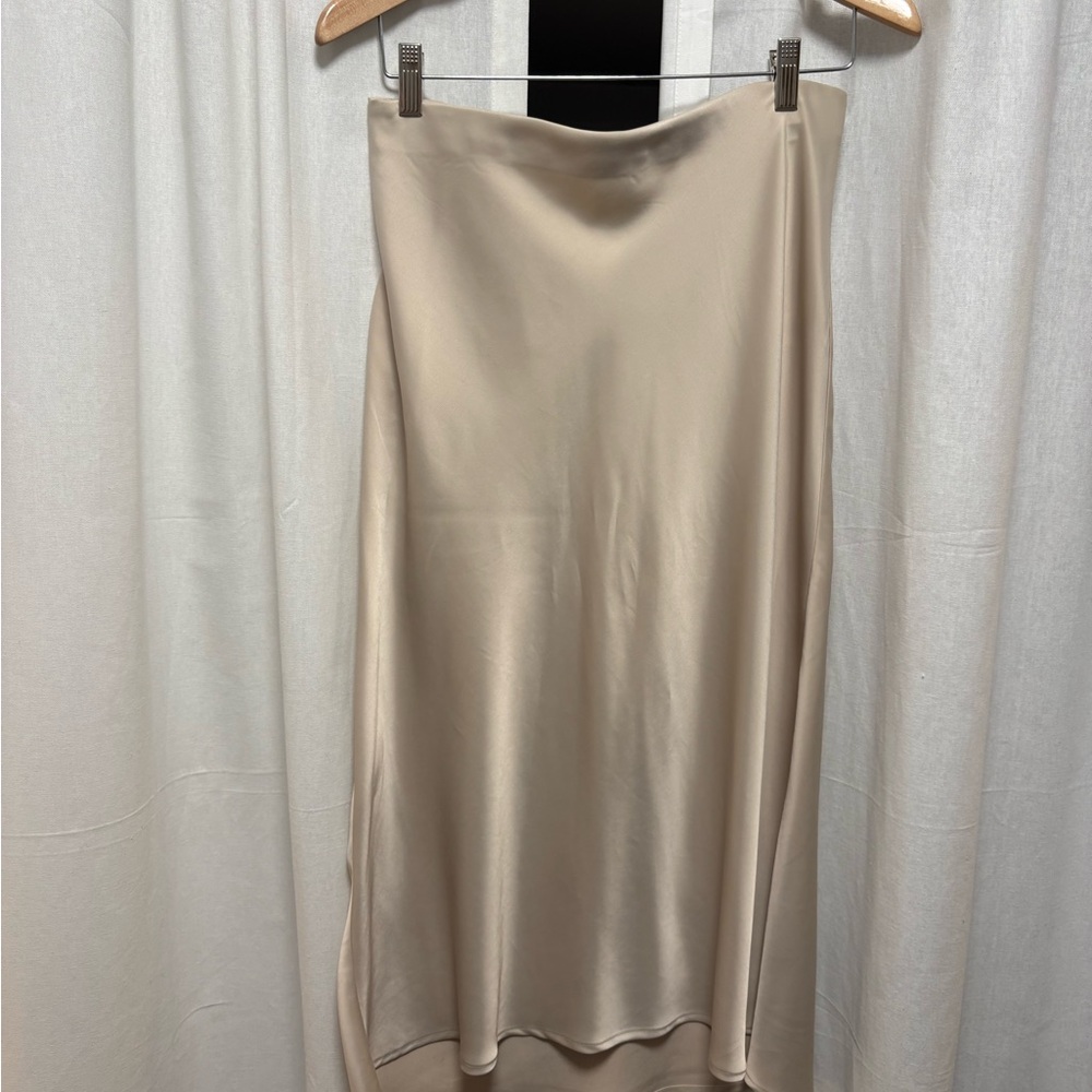 Rachel Zoe Cream Satin Midi Skirt